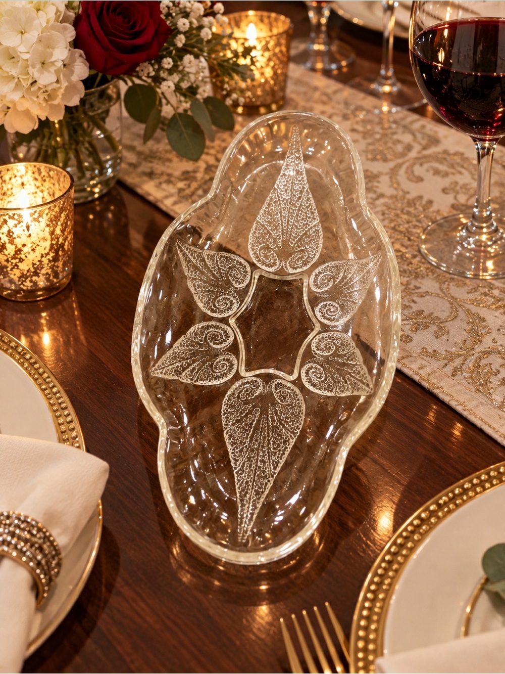 Vintage Clear Pressed Glass Dish